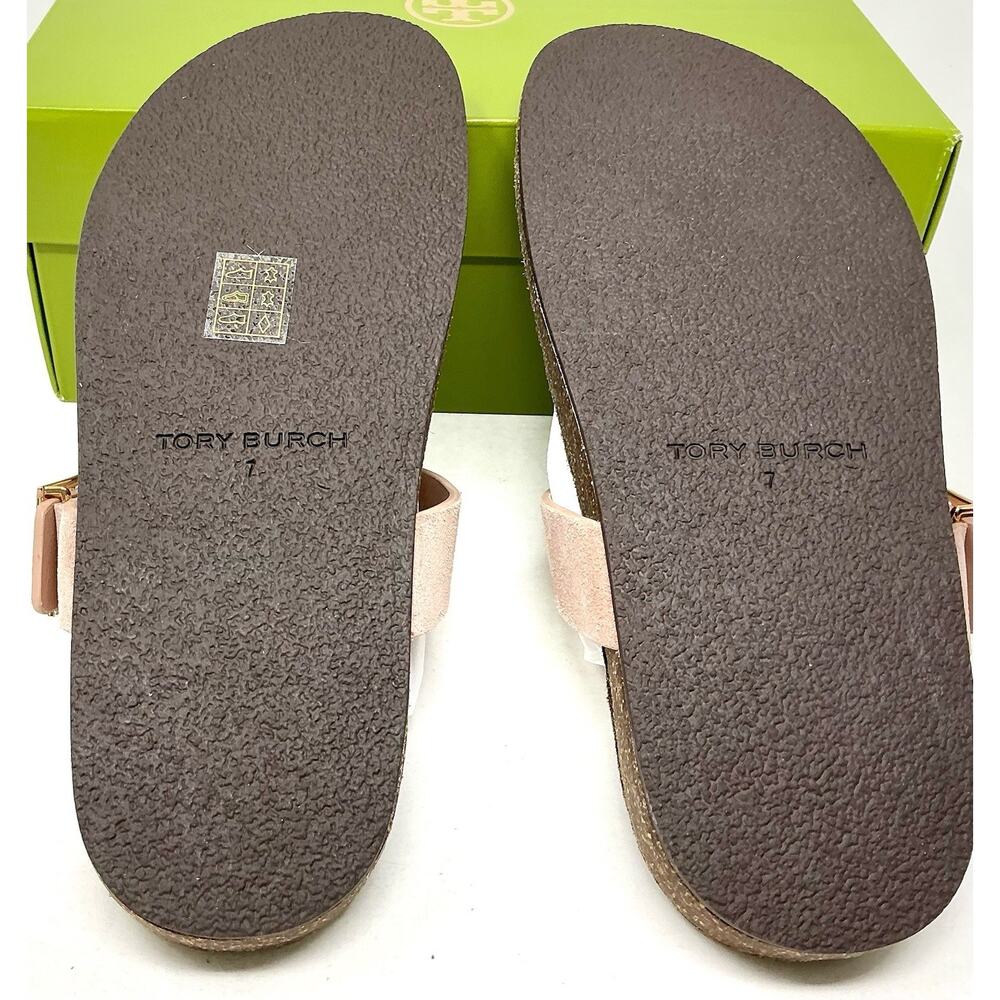đTory Burch Mellow T-Strap Suede Thong Cork Malva Pink Sandals NIB - Picture 10 of 12